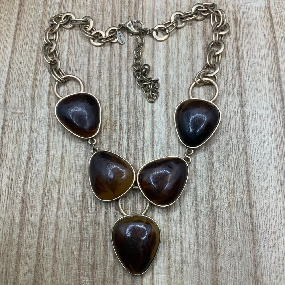 Chico's Brown Stone Gold Tone Necklace